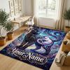 Starry Night Cat Theme Soft Crystal Velvet Rug Custom Name & Text Print Non Slip Floor Rug for Bedroom Living Room