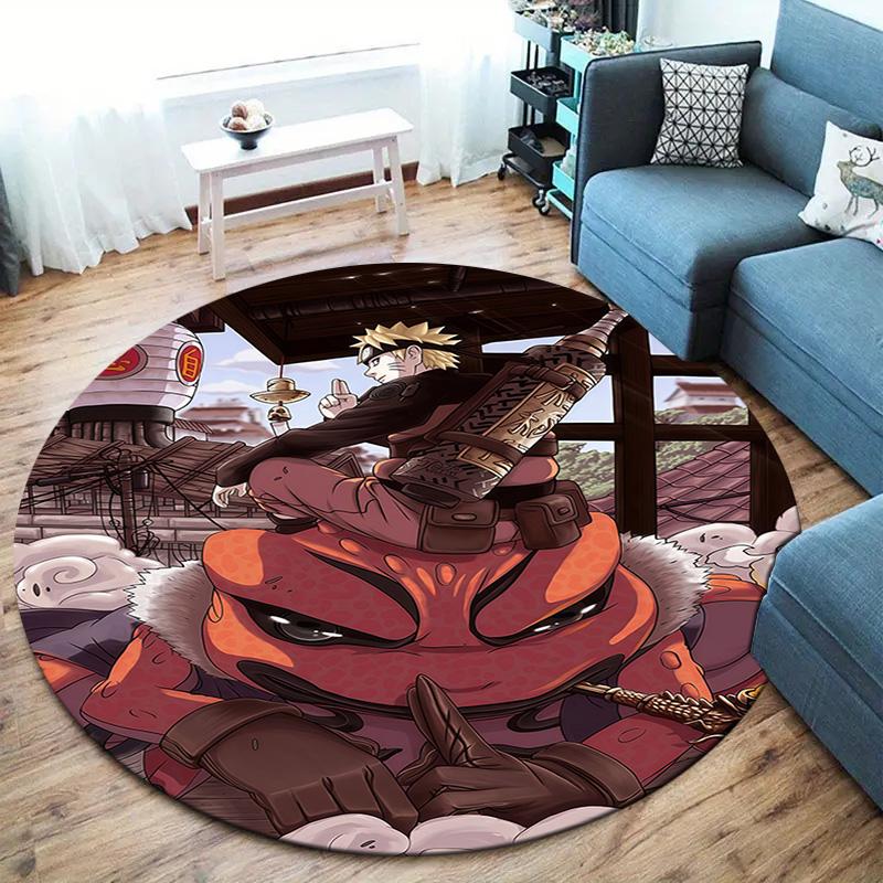 Naruto Fire Sage Mode Round Area Rug Carpet Rug For Living Room Bedroom Sofa Playroom Decor Nonslip Floor Mat