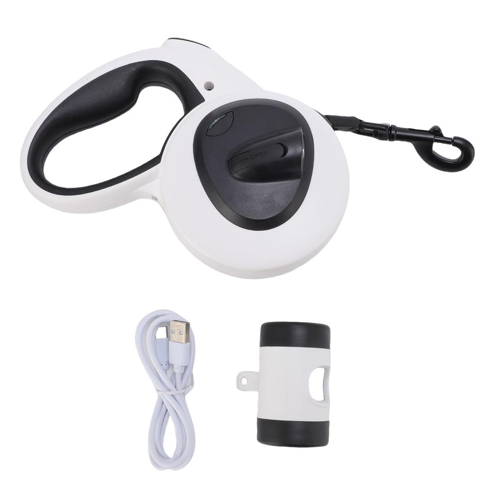 Auto Retractable Pet Leash Soft Grip Reflective Webbing Walking Dog Leash with LED Light 5m Nylon Rope Medium for