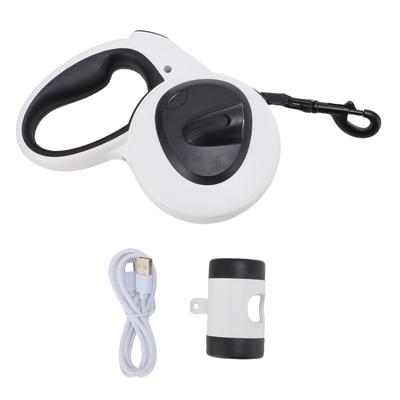Correa retráctil automática para mascotas, agarre suave, cinta reflectante, correa para pasear perros con luz LED, cuerda de nailon de 5 m, mediana para