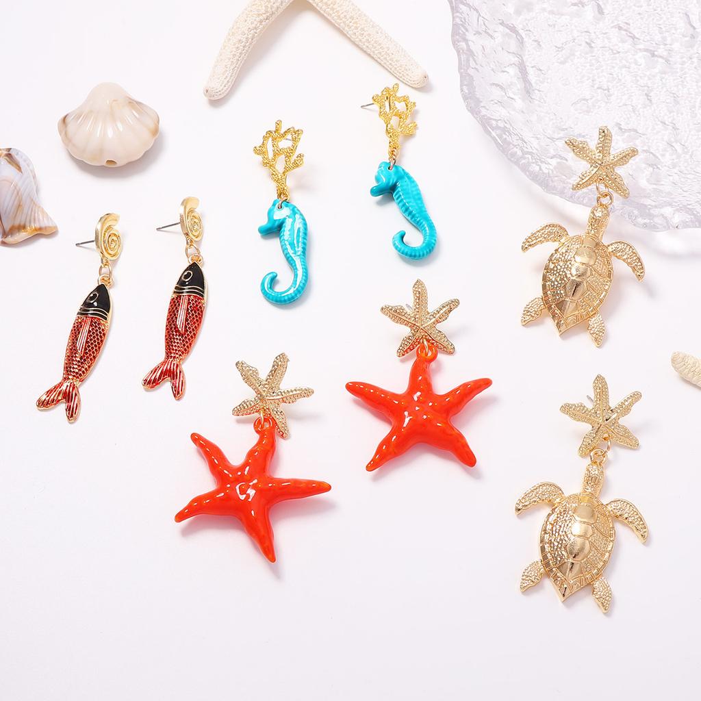 Summer Vitality, Tropical Style, Vivid Colors, Marine Life Earrings, Holiday Atmosphere, Women's Earrings