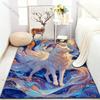 1PC White Fox with Colorful Swirls Pattern Rug Carpets for Bedroom Living Room Sofa Mat Creative Door Mat Cloakroom Home Decor