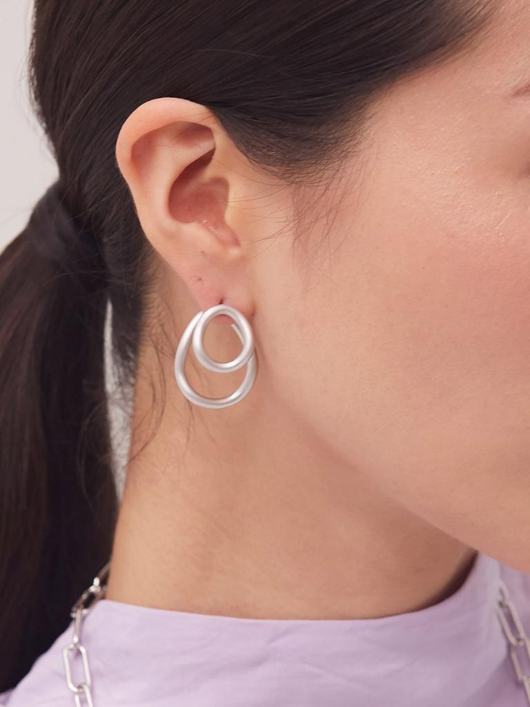 Sundaydiscoclub Two-Way Circle Earrings Silver