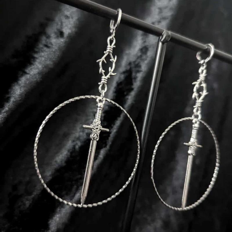 Valkyrie Gothic Sword & Dagger Earrings: Medieval Viking Mystery Jewelry