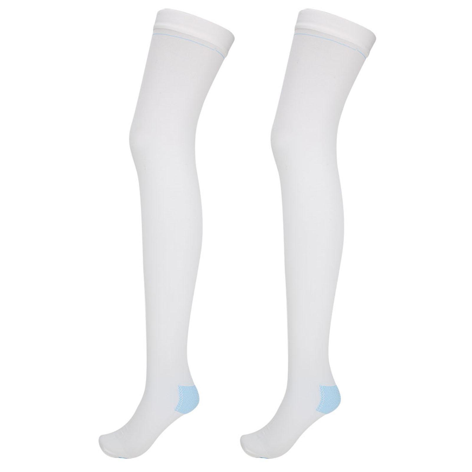 Varicose Vein Stockings Anti Slip Blood Clots Compression Socks Health Care Stockings(blanc M)