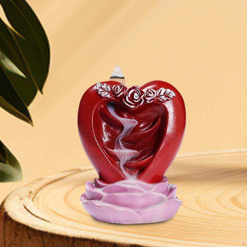 Love Shape Backflow Incense Burner Valentine's Day Gift Handicraft 3.4x3x4.2inch Table Decoration