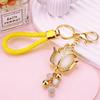 Charming Water Drill Moonstone Tulip Car Keychain For Women With Floral Design