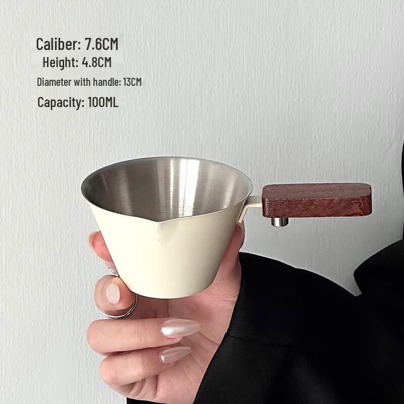 Stainless Steel Espresso Measuring Cup with Walnut Handle