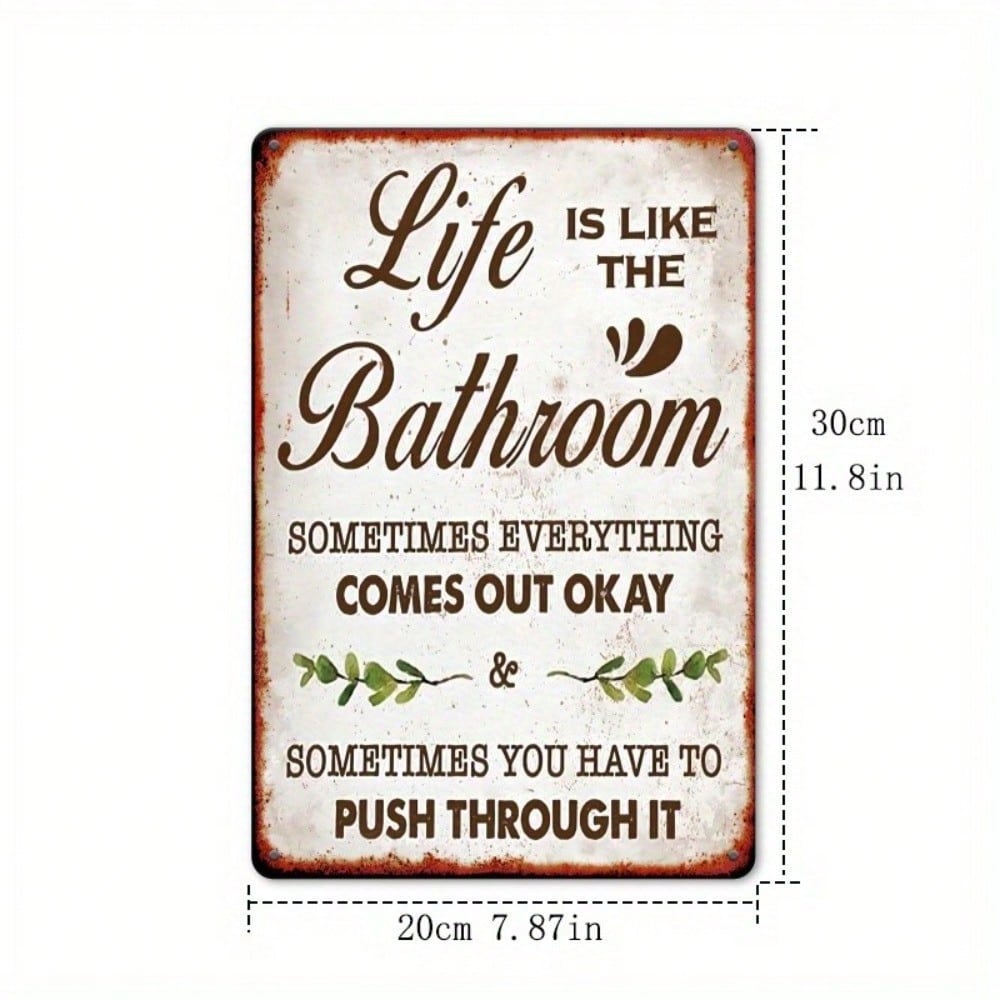 Humorous Bathroom Metal Plaque, Vintage "Life Analogy Comedy" Decor, Home Art Accent for Comedy Fan & Quirky Style Enthusiast