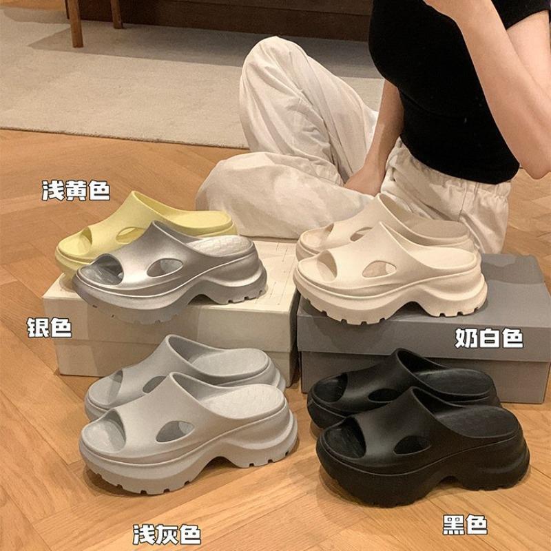 Thick-soled slippers women ins tide height cm soft-soled outdoor high-quality casual beach cool slippers