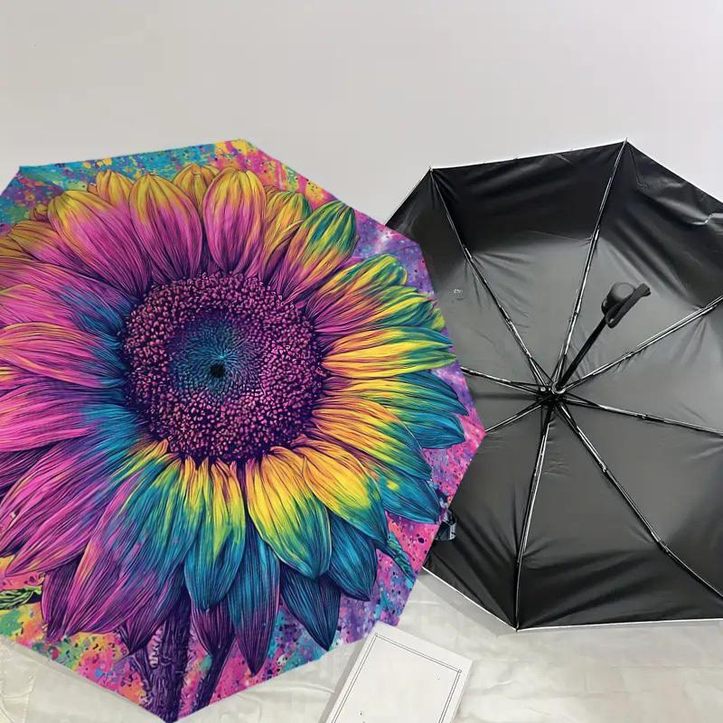1pc Colorful Sunflower Artwork Umbrella with Plastic Handle,Suitable for All Seasons Home Travel Outdoor UmbrellaDD1750