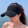 Solid Color Fish Scale Knitted Visor Cap Breathable Sunscreen Empty Top Hat  Women