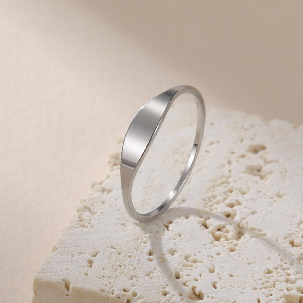 Einfacher geschwungener schlichter Ring Damen Mode Schmuck Geschenk Breite 3,8 mm