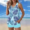Women's Sexy Slim Printed Camisole Split Bikini Plus Size Swimsuit (Two-Piece Set)