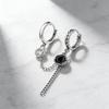 CaiYi S925 Sterling Silver Black Zircon Tassel Earrings - High-End, Versatile, Unique Design.