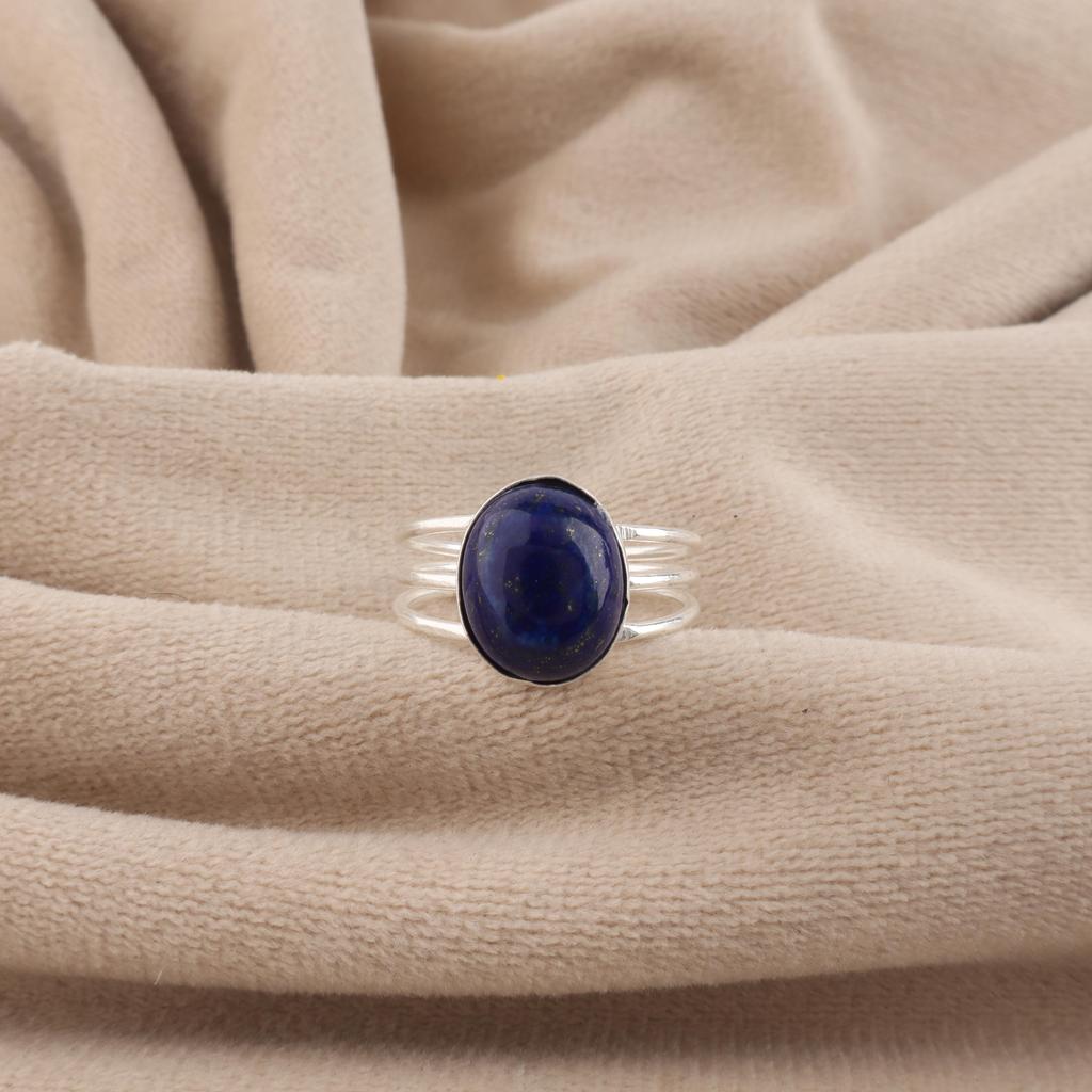 Natural Lapis Lazuli Gemstone 925 Sterling Silver Handmade Women Jewelry Designer Proposal Ring For Her RR-73-24