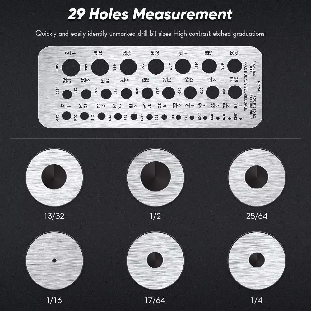 29 Holes Drill Bit Gauge Multifunctional Caliper Gauge Screw Gauge Card  Drill Template Gauging