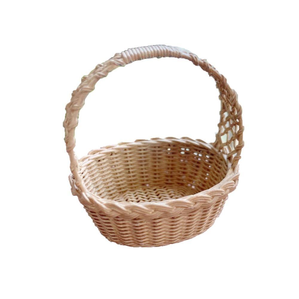 1/6 1/8 Scale Miniature Storage Basket Resin Dolls Basket with Handle Doll House