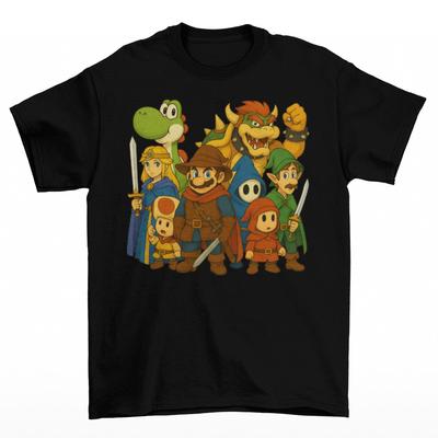 Mario DnD T-Shirt Unisex Erwachsene Lustige Größen Dungeons and Dragons Bowser Luigi Neu