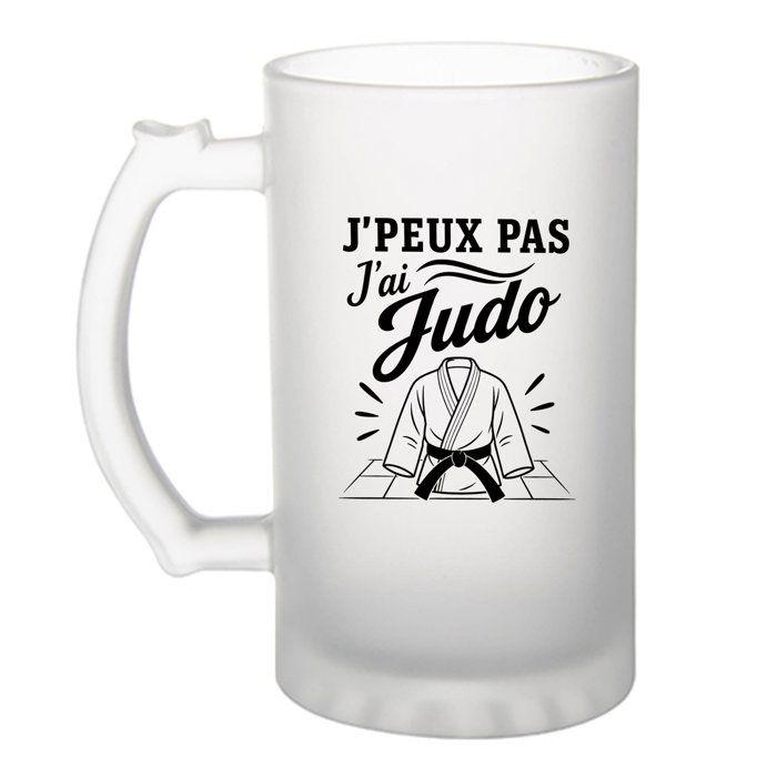 Chope de bière - PLANETEE - J’peux pas j’ai Judo - Givré - Verre trempé 470 ml - Imprimée en Bretagne