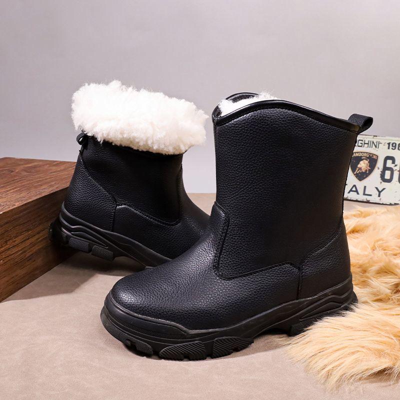 Men's Extra Thick Warm Wool Winter Boots - Waterproof Snow Cotton Footwear