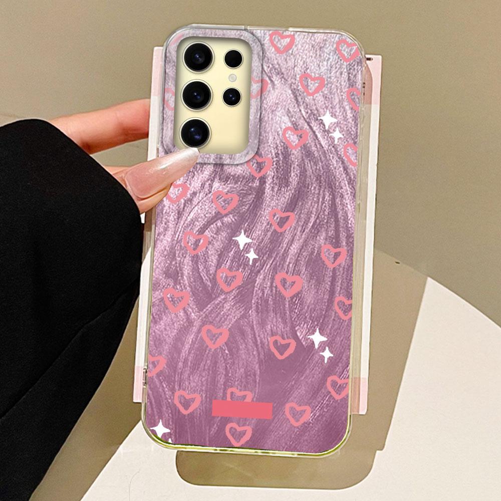 Cute Pink Love Heart Phone Case for Samsung Galaxy S25 S24 S23 S22 S21 FE Plus Ultra S25+ S24+ Shell Silicone Back Fundas Cover