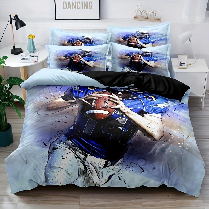 Rugby American Football Sports Quilt Cover Bedding 3D Printing Three-Piece Home Textile