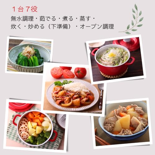 D&S Waterless Casserole Dish, 20cm, 2.6L, IH and Gas Compatible, Waterless Cooking, Flavor-Retaining, Ceramic Coating for Non-Stick, Oven Safe, Includ