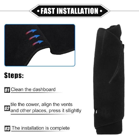 Car Dashboard Cover Compatible for Hyundai Tucson 2010-2015, Polyester Black Dash Cover Sunshade