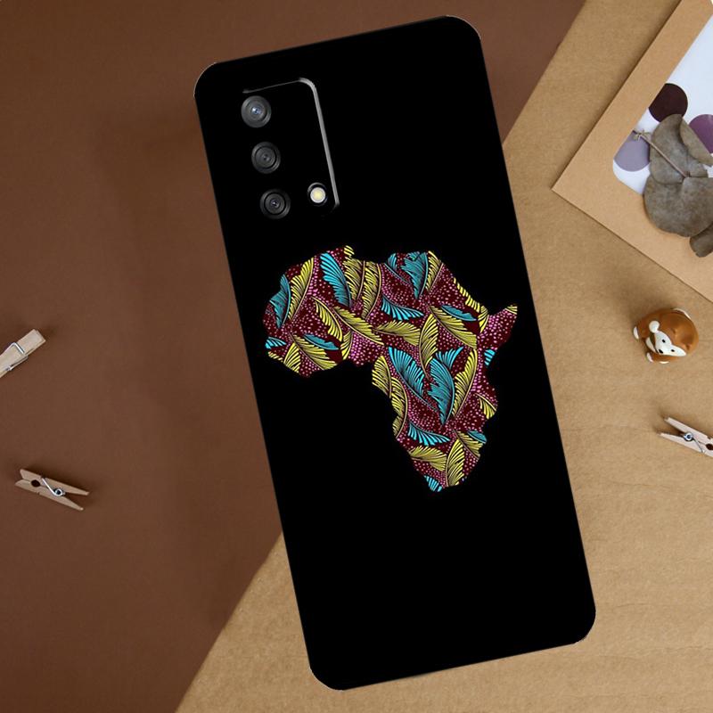Map of Africa African Fabrics For Oppo A16 A76 A96 A40 A60 A80 A74 A94 A54 A18 A38 A58 A78 A98 A15 A57S A17 A77 Phone Case