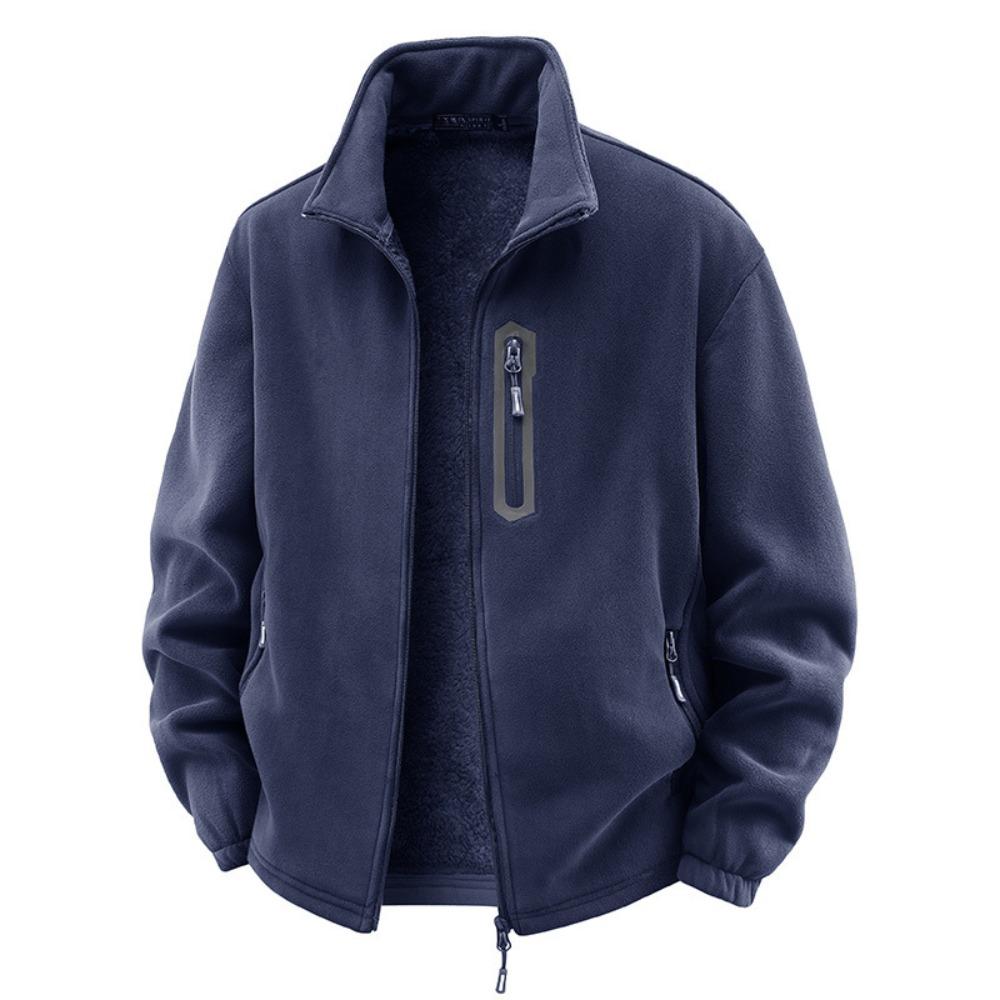 2026 Winter Thicken Polar Fleece Jacket Warm Windproof Full Zip Up Coat Multiple Zipper Pockets Outdoors Plus Size Jackets Outwear