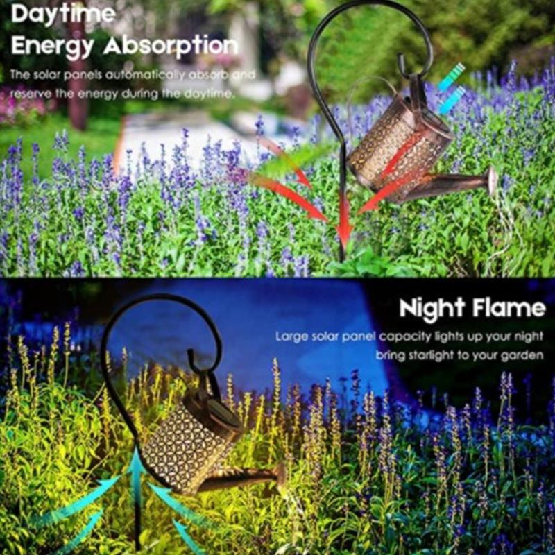 Metall-LED-Solar-Wasserfall-Gartenlicht, wasserdicht, rostfrei, automatisches Ein-/Ausschalten, Außendekoration