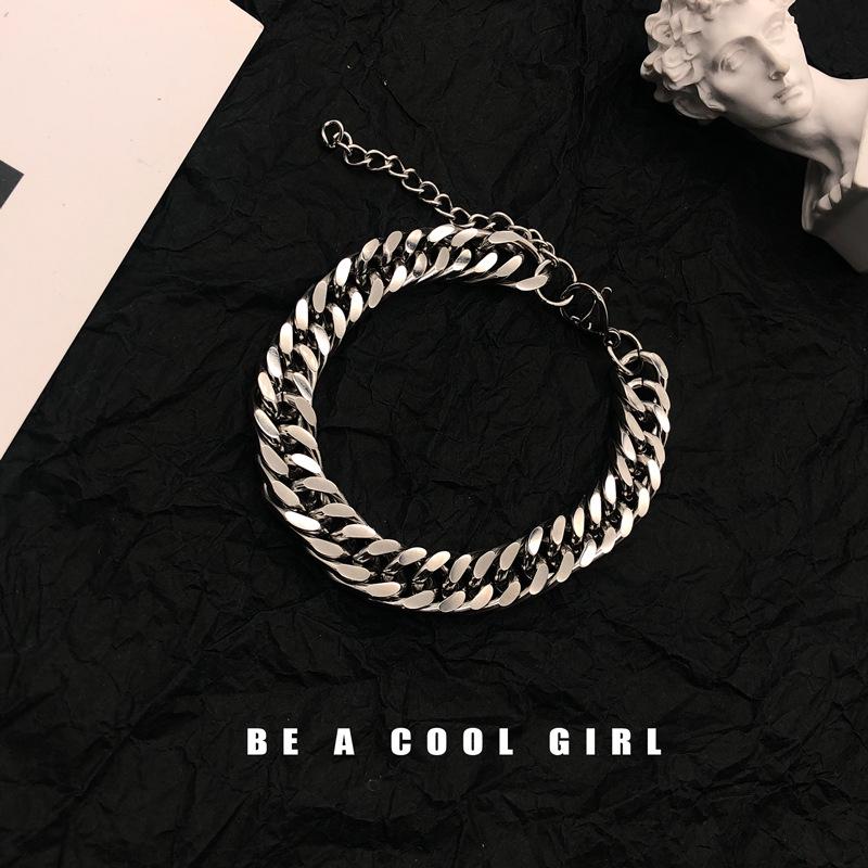 2025 Trend Cuban Niche Hip-Hop Bracelet for Couples: Stylish Chain Jewelry for Women & Men