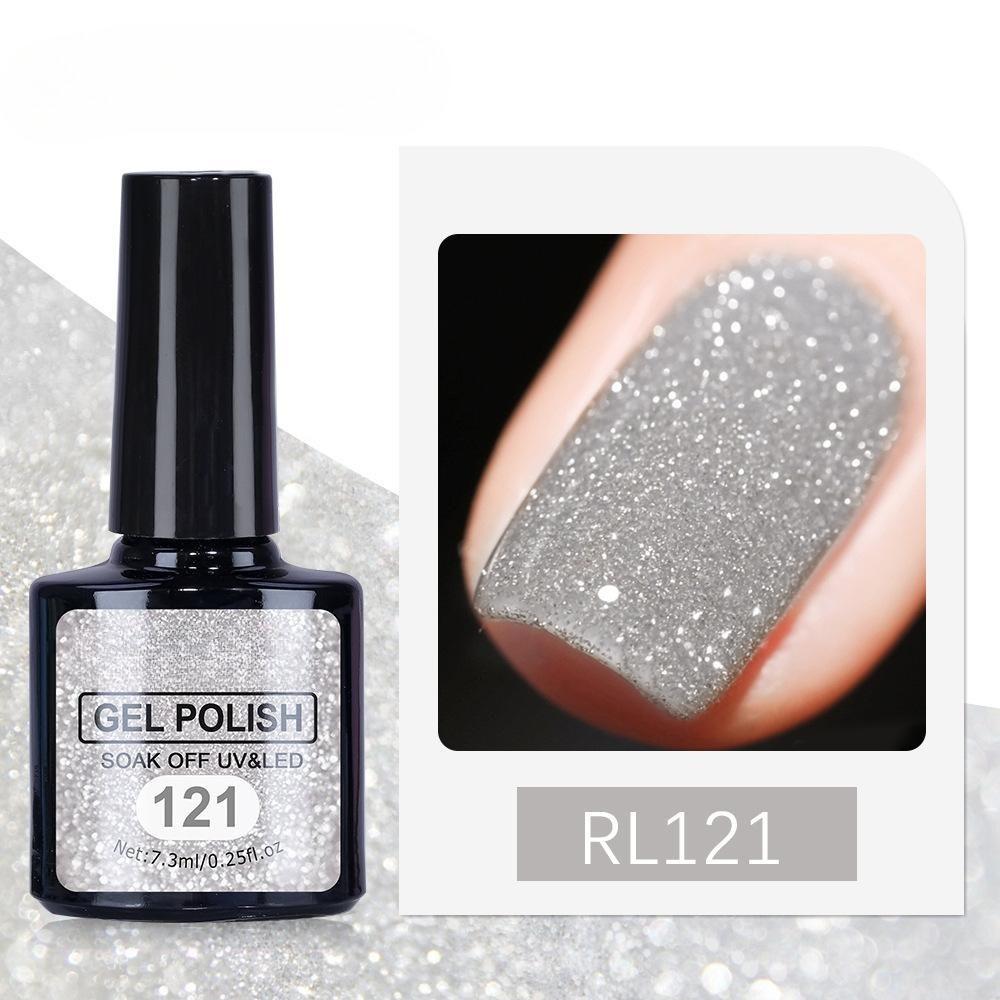 

7,5 мл гель-лак для ногтей с блестками, замачиваемый УФ-светодиодный гель-лак для дизайна ногтей, маникюр серебряный