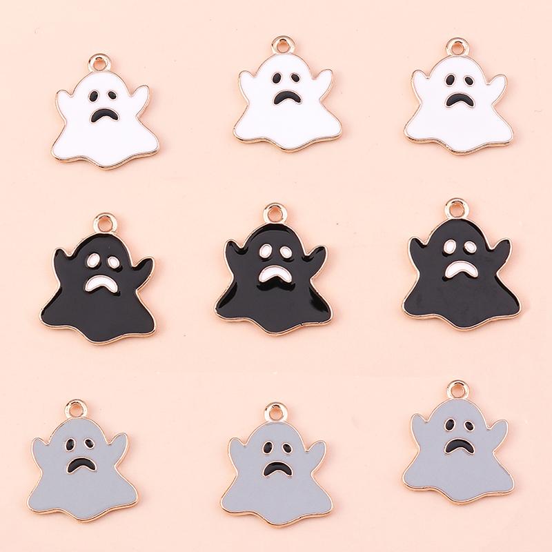 10pcs Mix Cute Enamel Halloween Charms Pumpkin Ghost Bat Charms Pendants for Jewelry Making DIY Earrings Necklace Accessories