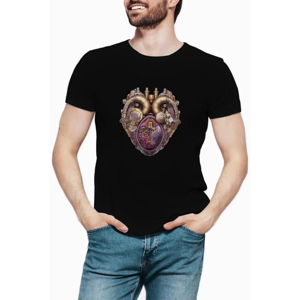 Hyper-Realistic Silver/Magenta Print Graphic T Shirt