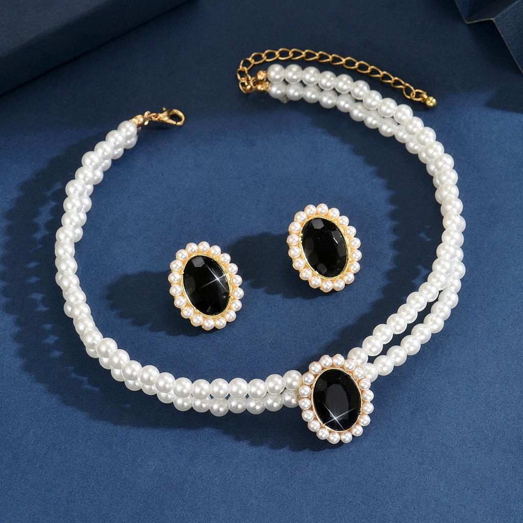 3PC Women's Fashion Imitation Zircon Necklace Earrings Zircon Set Suitable for Wedding, Party, Festival Gifts