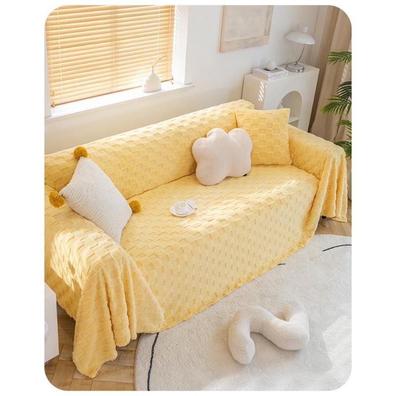 

Lazy Sofa Cover Cloth Winter Thicken Thermal Plush Cover Blanket Simple Ins Style Sofa Cushion Cover All-Inclusive Anti-Scratching 180*130cm