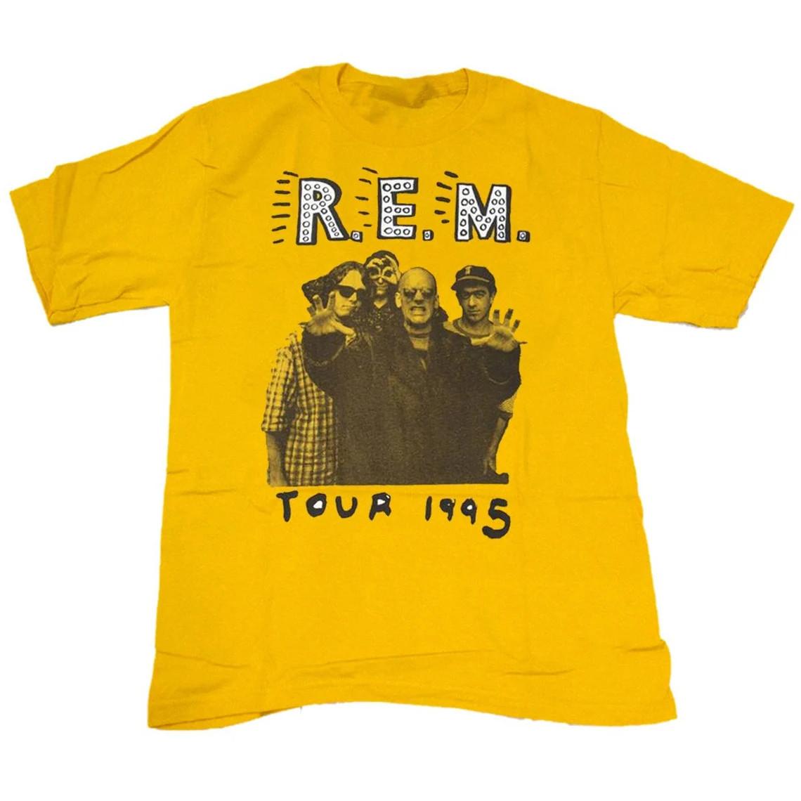 Vtg REM Band Tour Heavy Cotton Yellow All Size Unisex Classic Shirt CM063 M