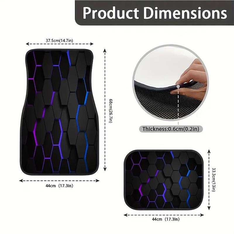 4pcs Abstract Purple Hexagon Pattern Car Mats, Universal Fit, Easy to Clean, Suitable for All Models Interior Accessories, Suitable for Sedan and SUV