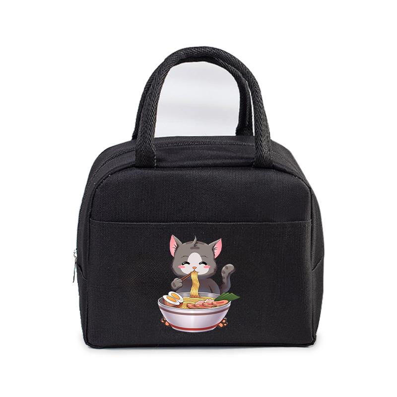 

Japanese-style Lamian Noodles Cat Print Lunch Bag Women Men Cartoon Animal Thermal Bag School Student Teacher Lunch Tote Bag