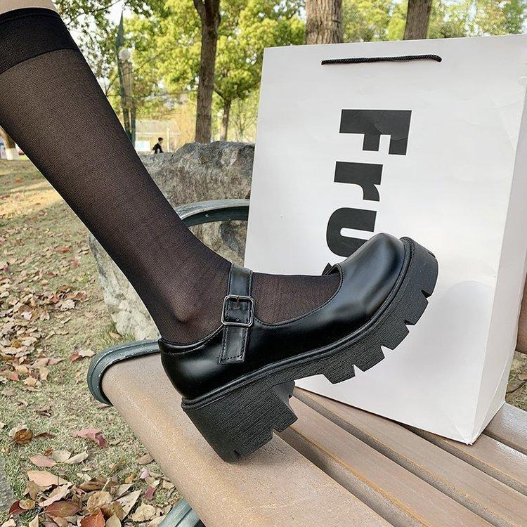2025 New Ins Trendy Japanese Lolita Small Leather Shoes Women's Platform Jk Retro College Thick Heel Mary Jane Single Shoes