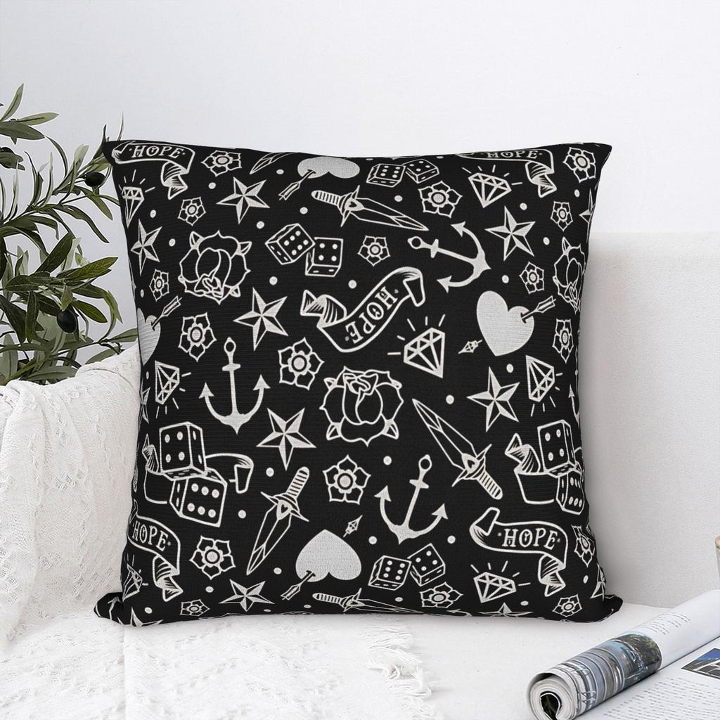 American Tattoo Traditional Style Pillow Cover Square Cushion Cover Fashion Pillow Case For Couch Sofa Bedroom