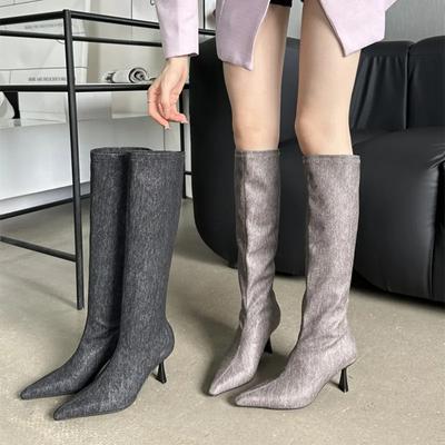 Elegant Pointed Toe Knee-high Boots Women Winter Luxury Designer Thin High Heels for Women High Knight Boots Botas Altas