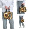 Golden Sunflower Cluster Vintage Botanical Drawing Insulated Lunch Bag for Women Office Cooler Thermal Food Box Tote Lunch Boxes