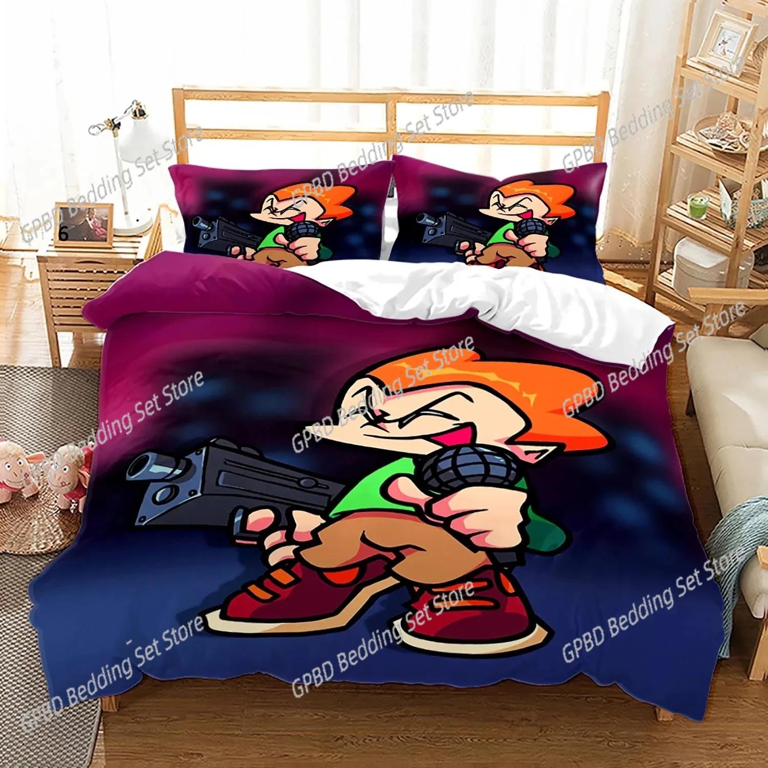 

3D Friday Night Funkin Beding Set 3D Printed Suitable for Bedrom Soft with Soft Fabric Duvet Cover Set With Pilowcases Children Kids Home Textile 135*200cm Eu-Single