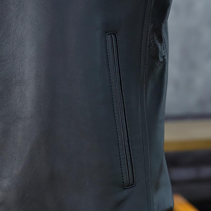 FAPAI Men's Sheepskin Baseball Collar Leather Jacket