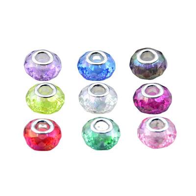 Colored Acrylic Faceted Large-Hole Wheel Beads for DIY Jewelry Making