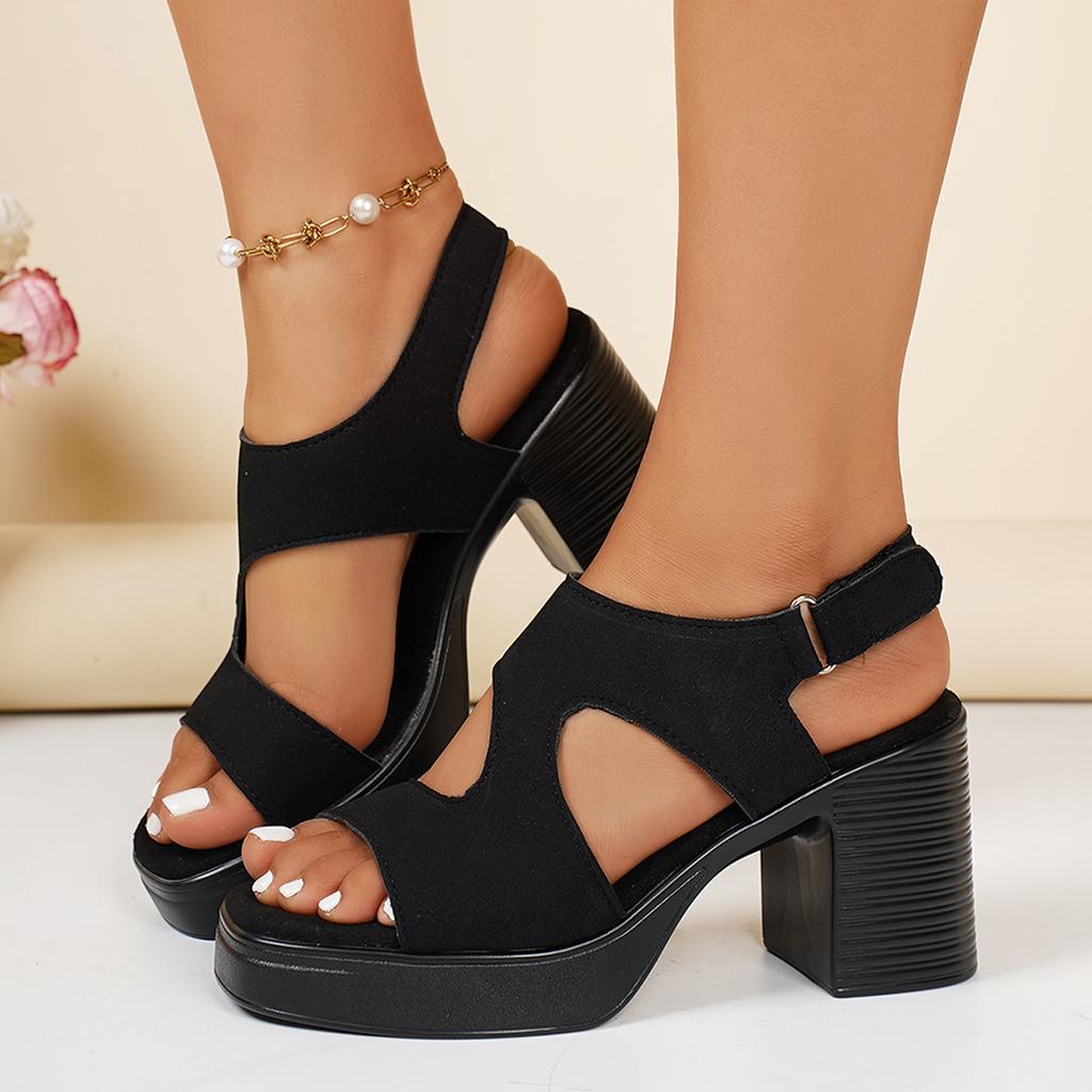 High-heeled sandals 22 summer new open-toed thick heels sexy European and American temperament large-size sandals