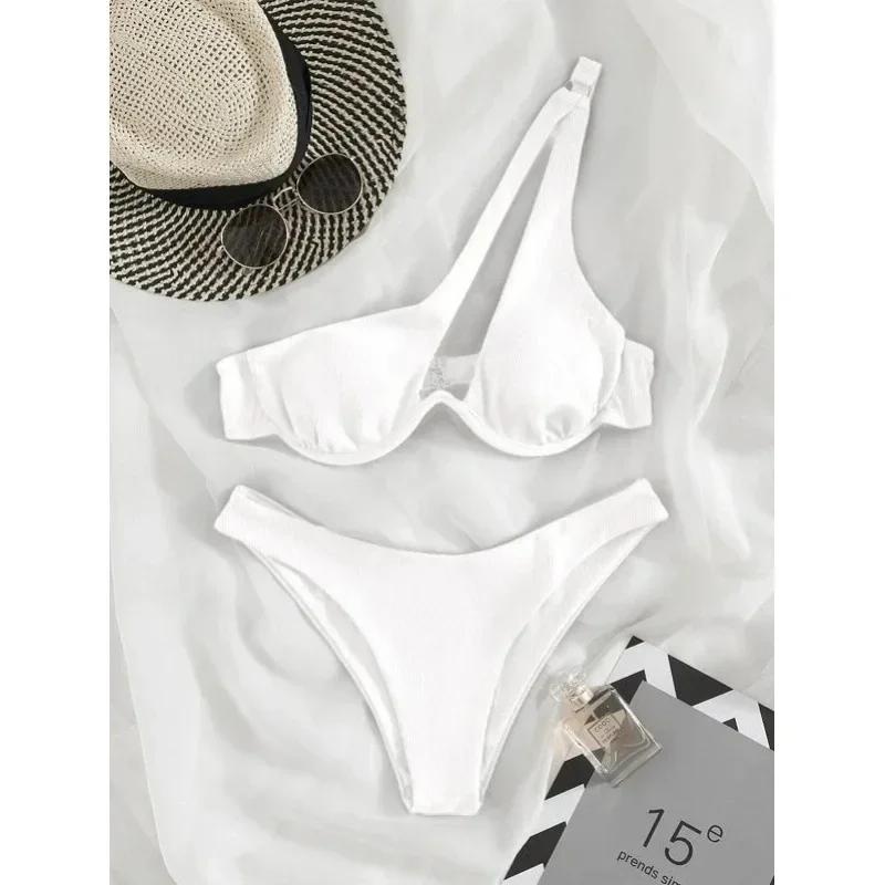Sexy Bikinis Swimsuits Cut Out Women's Swimwear 2025 One Shoulder Biquini High Cut Bathing Suits Push Up Beach Bikini Set